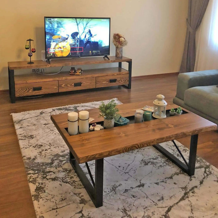 Rokko Solid Pine Wood TV Stand