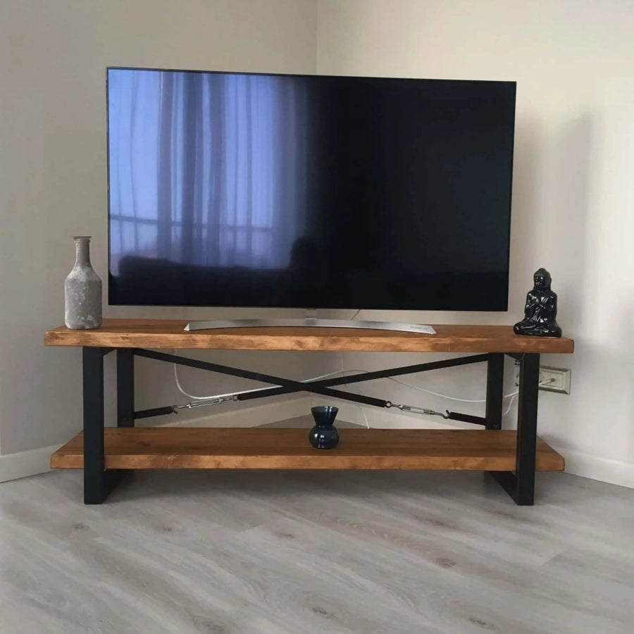 Renton Solid Pine Wood TV Stand Mozilya
