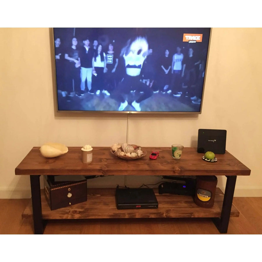 Renton Solid Pine Wood TV Stand Mozilya