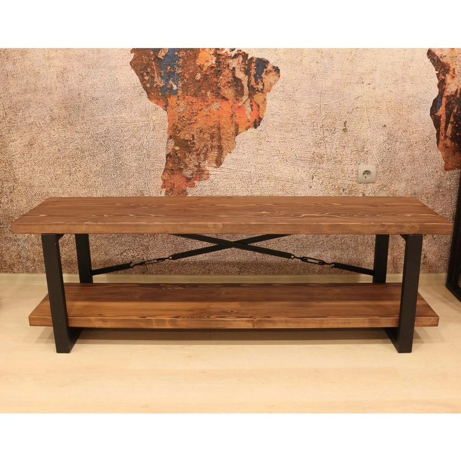 Renton Solid Pine Wood TV Stand Mozilya