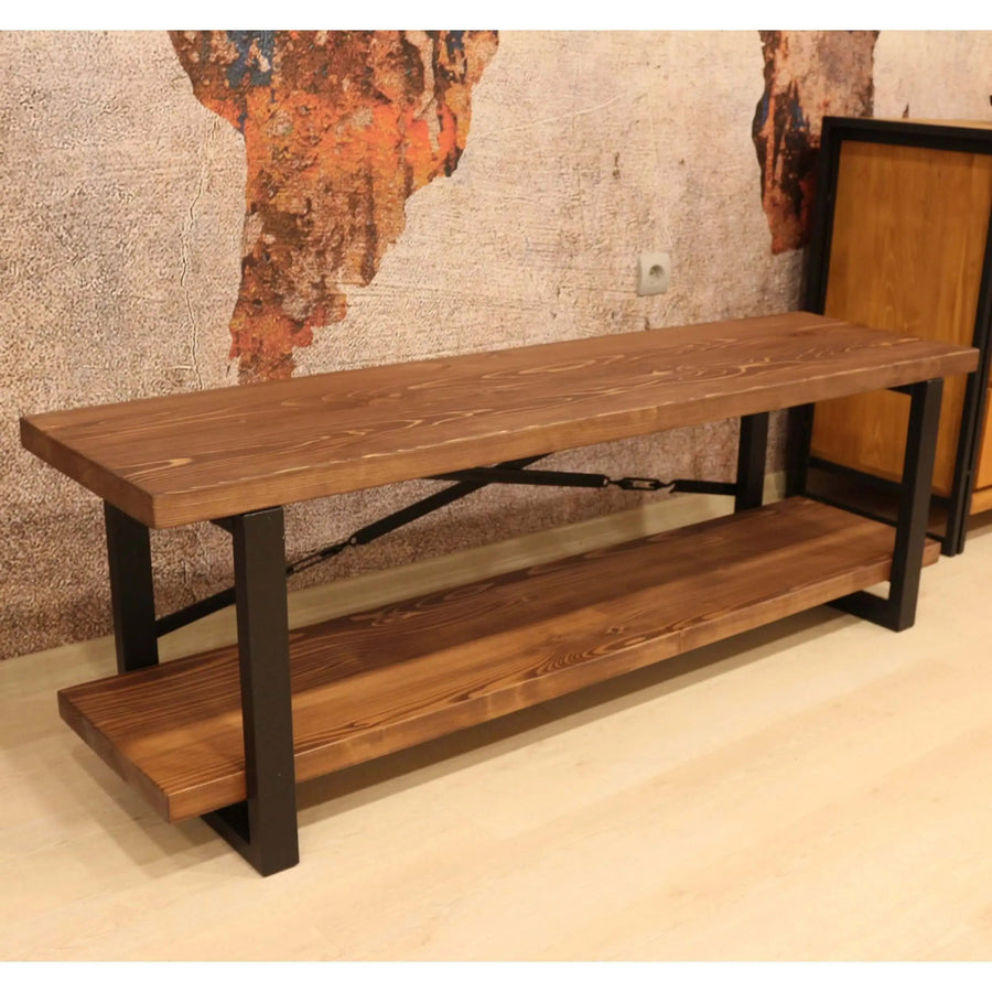 Renton Solid Pine Wood TV Stand Mozilya