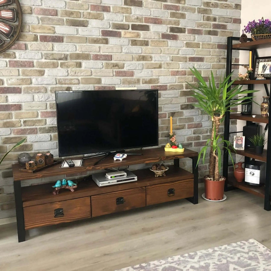 Rokko Solid Pine Wood TV Stand Mozilya