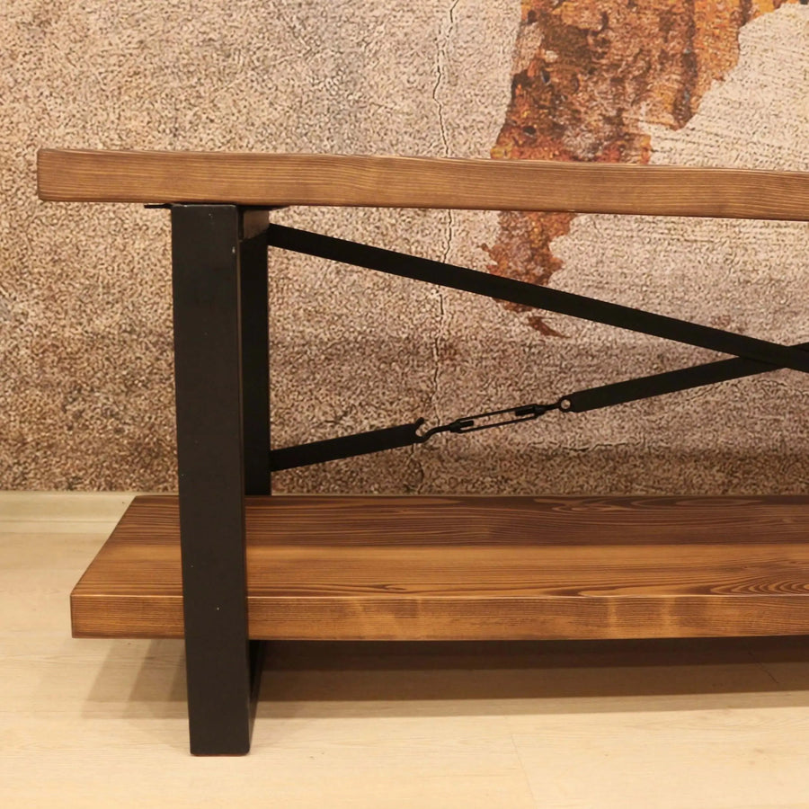 Renton Solid Pine Wood TV Stand Mozilya