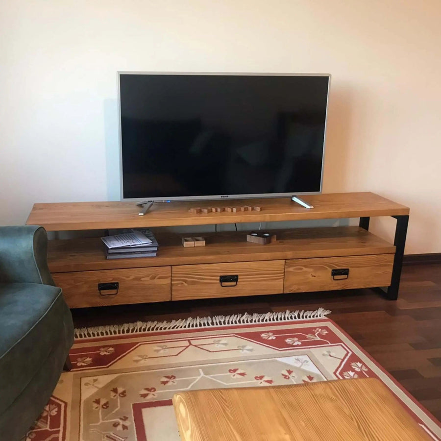 Rokko Solid Pine Wood TV Stand Mozilya
