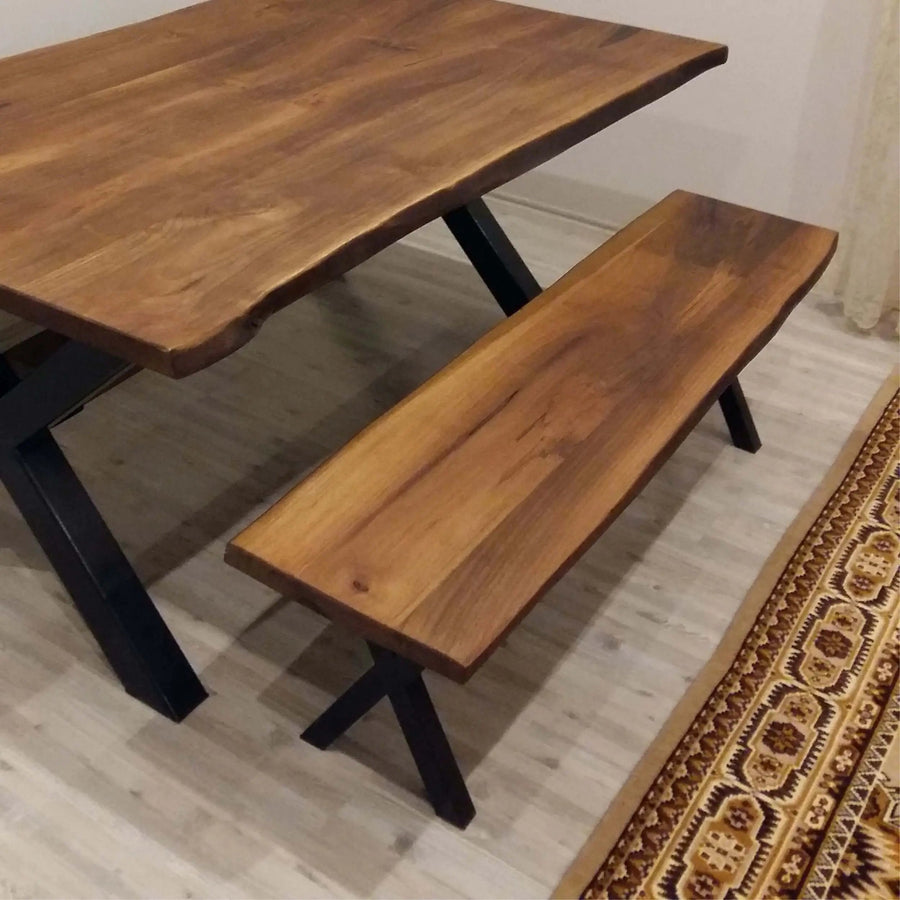 Denton Bench - Solid Walnut Wood Bench Mozilya