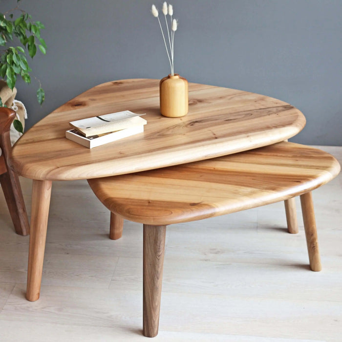 Nova Solid Walnut Wood Mid Century Coffee Table Set