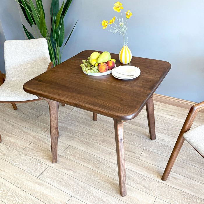 Sidney Solid Walnut Wood Mid Century Square Dining Table