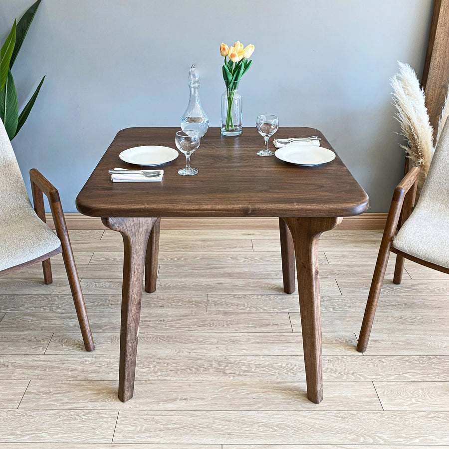 Sidney Square Dining Table | Walnut Wood Mid Century Design Mozilya