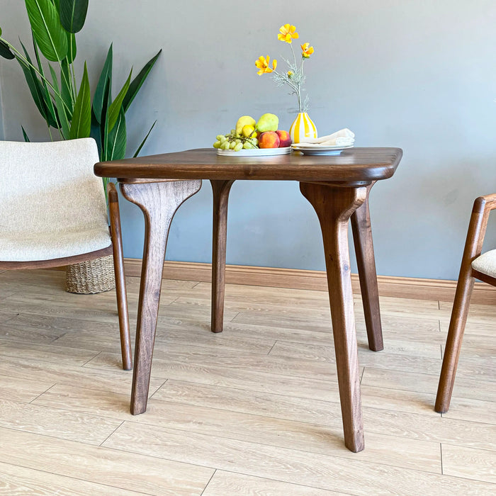 Sidney Solid Walnut Wood Mid Century Square Dining Table