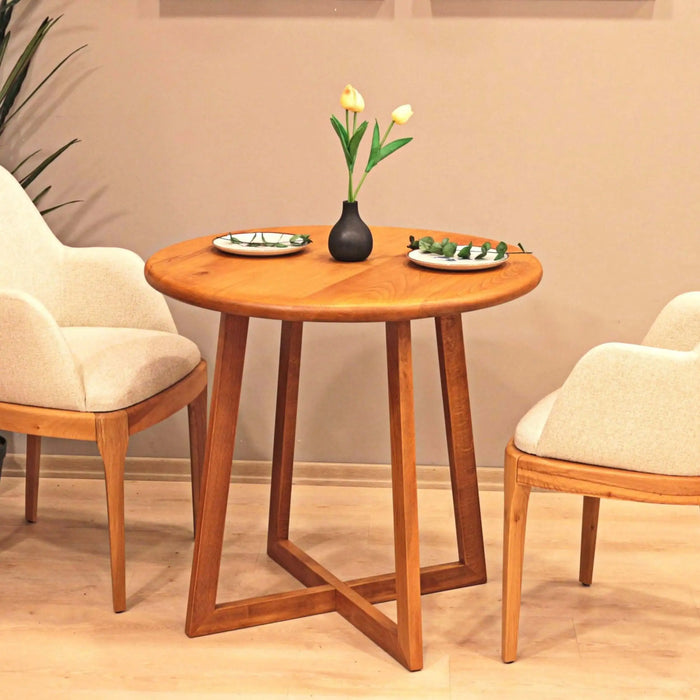 Axis Solid Beech Wood Round Dining Table