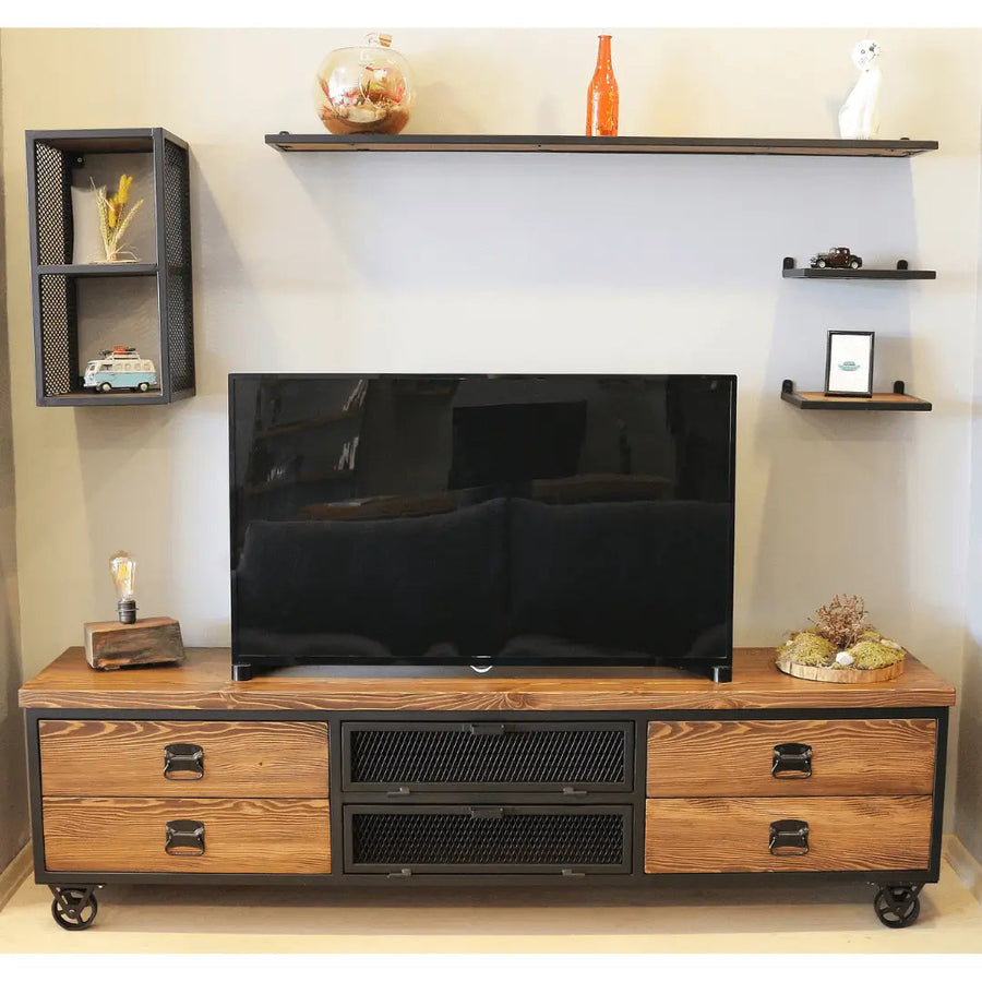 Madison Solid Pine Wood TV Stand Mozilya