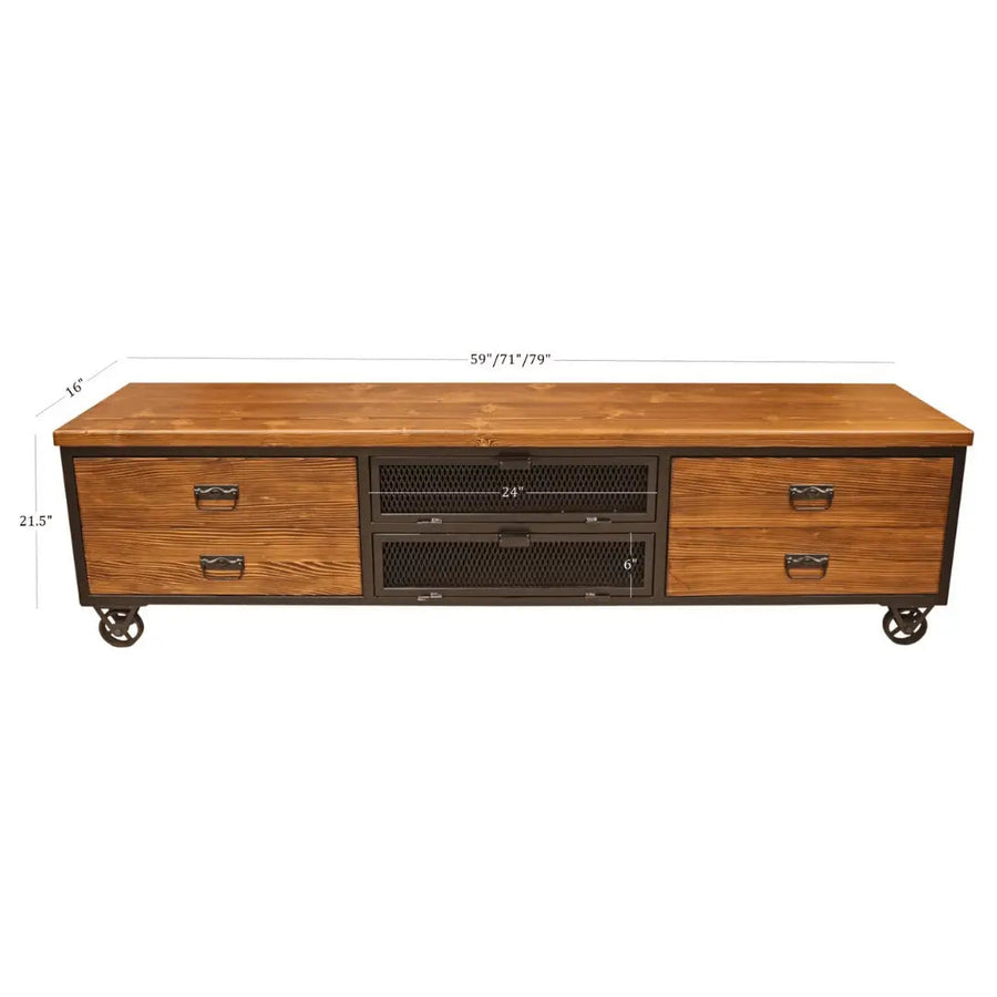 Madison Solid Pine Wood TV Stand Mozilya