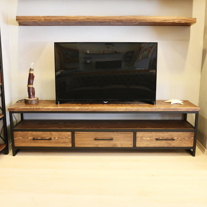 Solid Pine Wood TV Stand with useful drawers