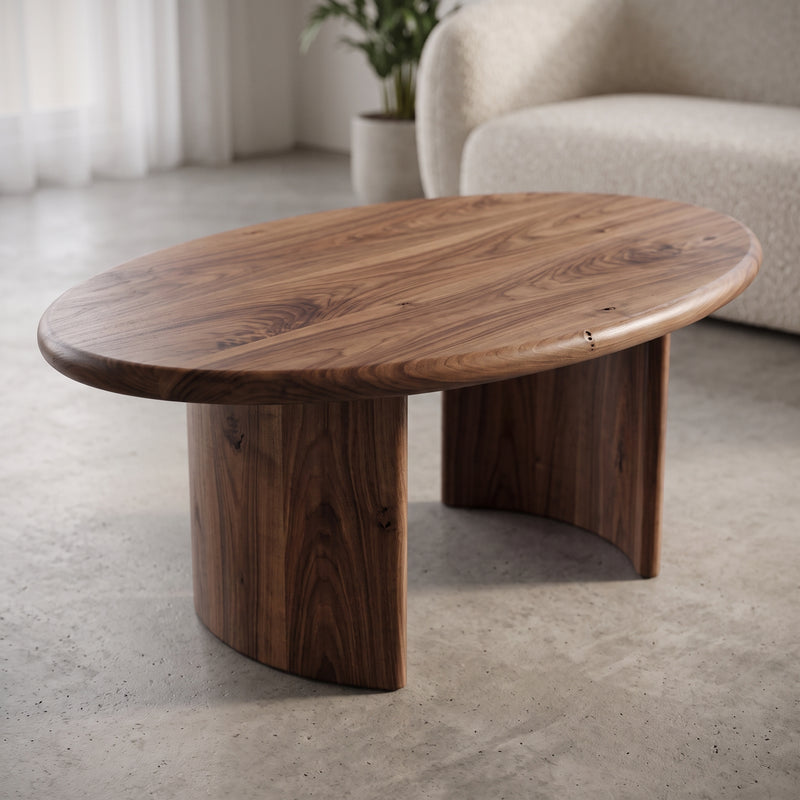 Soren Oval Walnut Coffee Table | Sculptural Scandinavian Modern Design