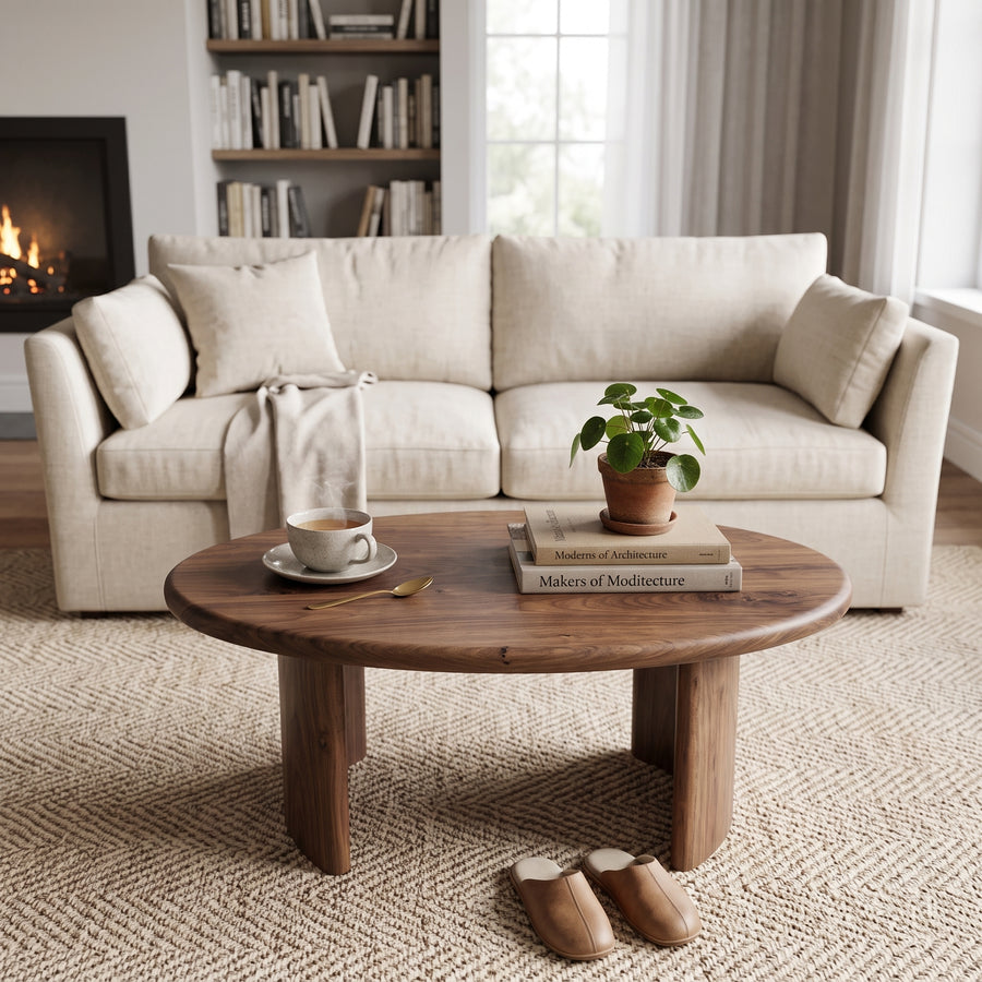 Soren Oval Walnut Coffee Table | Sculptural Scandinavian Modern Design