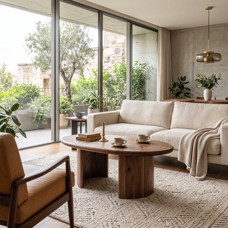 Soren Oval Walnut Coffee Table | Sculptural Scandinavian Modern Design