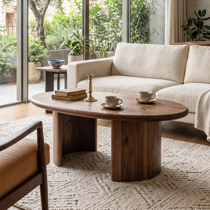 Soren Oval Walnut Coffee Table | Sculptural Scandinavian Modern Design