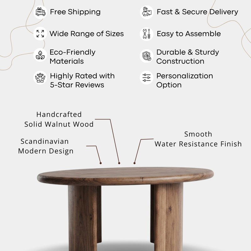 Soren Oval Walnut Coffee Table | Sculptural Scandinavian Modern Design