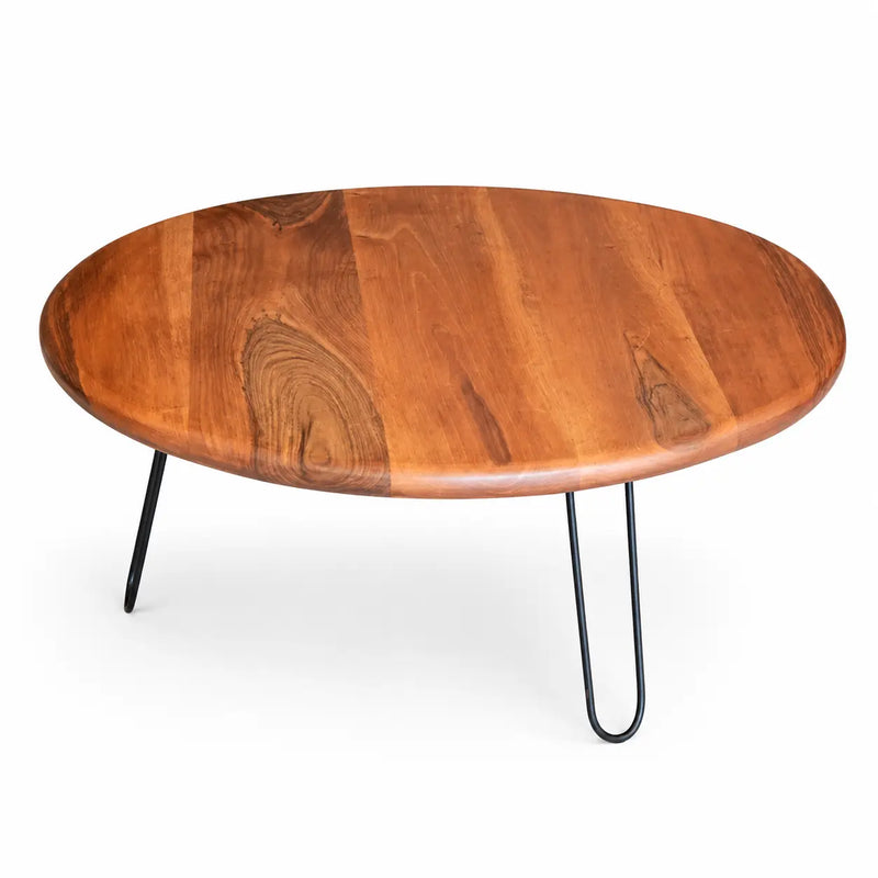 Spark Solid Walnut Wood Round Coffee Table