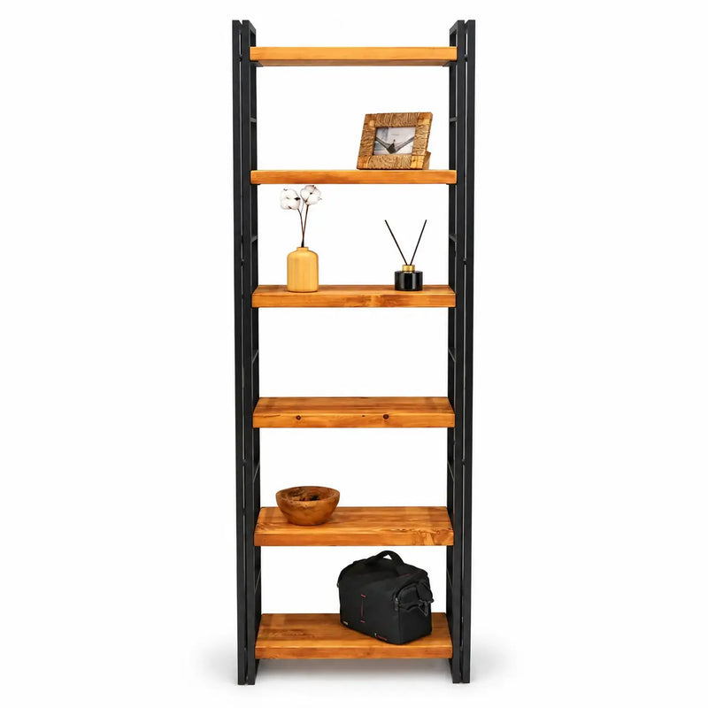 Stanley Rustic Bookcase | Pine Wood And Metal Design