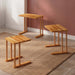 Side angle of the solid wood nesting table – Showcasing the sturdy construction and smooth wood grain texture of the nesting table.