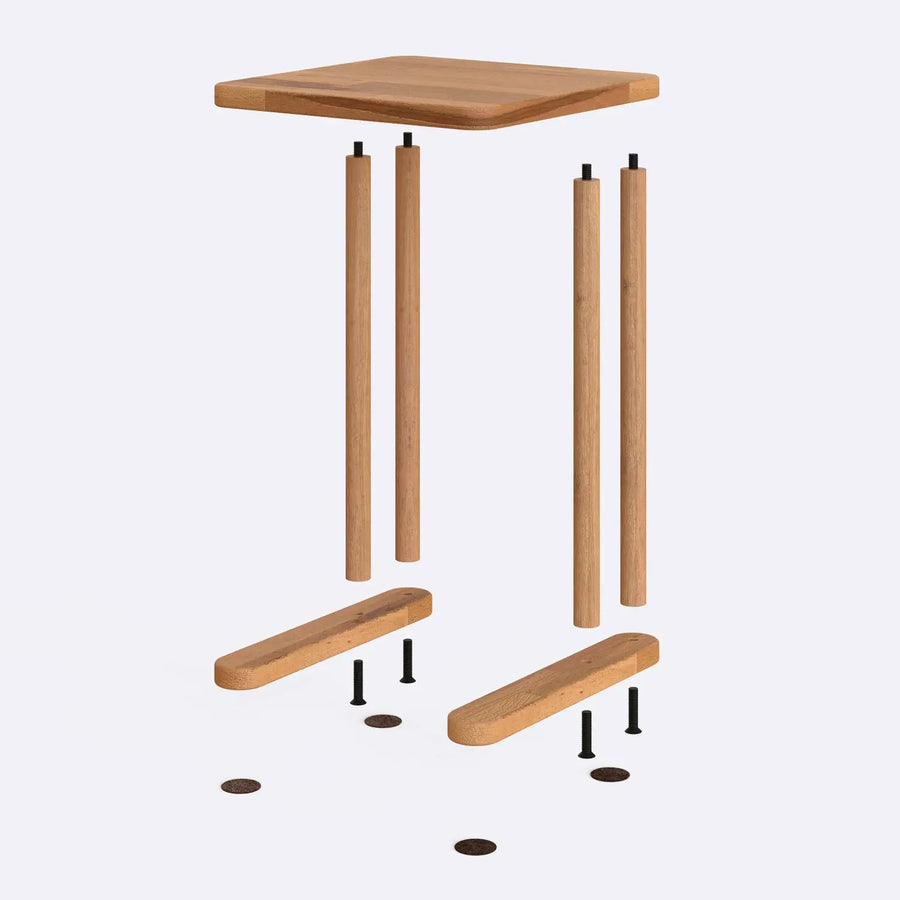 Close-up of the wood grain and finish on the Stark Solid Wood C Table, emphasizing its natural beauty and craftsmanship.