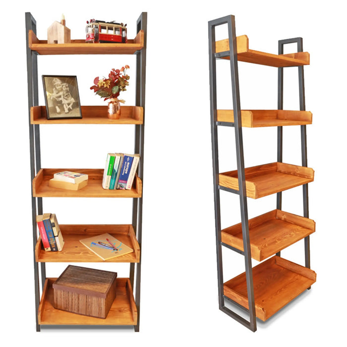 Tempo Solid Pine Wood Ladder Bookshelf