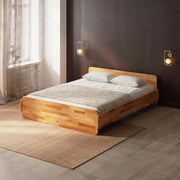 Melvo Solid Beech Wood Bed Frame | Minimalist Wooden Platform Bed Demontha