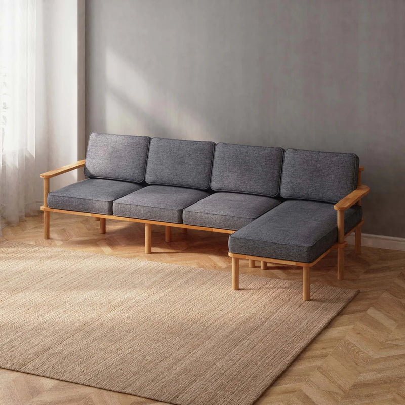 Mova Solid Beech Wood Triple Corner Sofa | 3-Seater Chaise Lounge