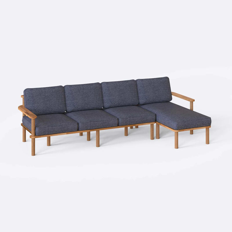 Mova Solid Beech Wood Triple Corner Sofa | 3-Seater Chaise Lounge