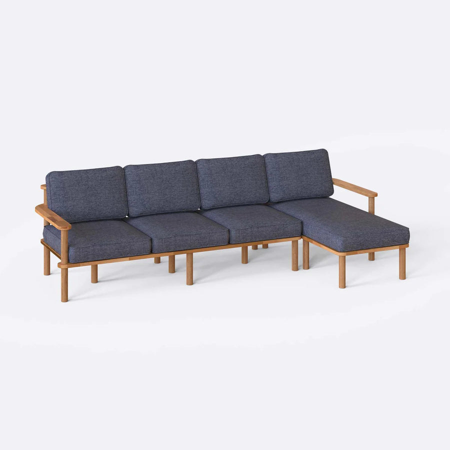 Mova Solid Beech Wood Triple Corner Sofa | 3-Seater Chaise Lounge Demontha