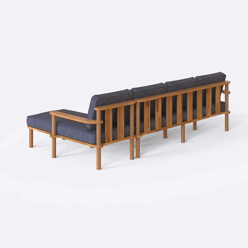 Mova Solid Beech Wood Triple Corner Sofa | 3-Seater Chaise Lounge