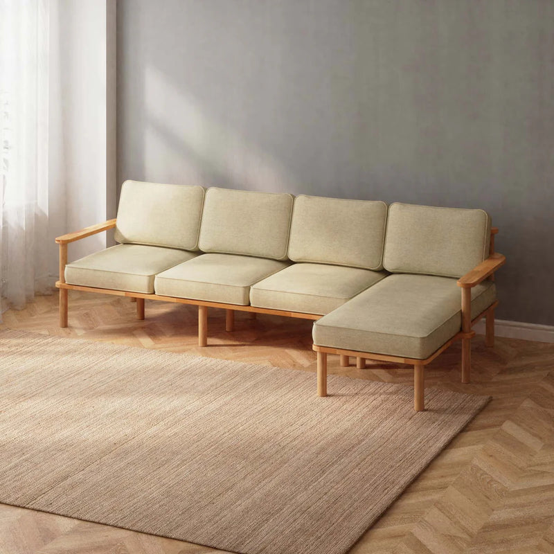 Mova Solid Beech Wood Triple Corner Sofa | 3-Seater Chaise Lounge