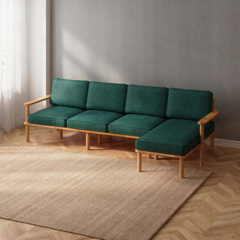 Mova Solid Beech Wood Triple Corner Sofa | 3-Seater Chaise Lounge