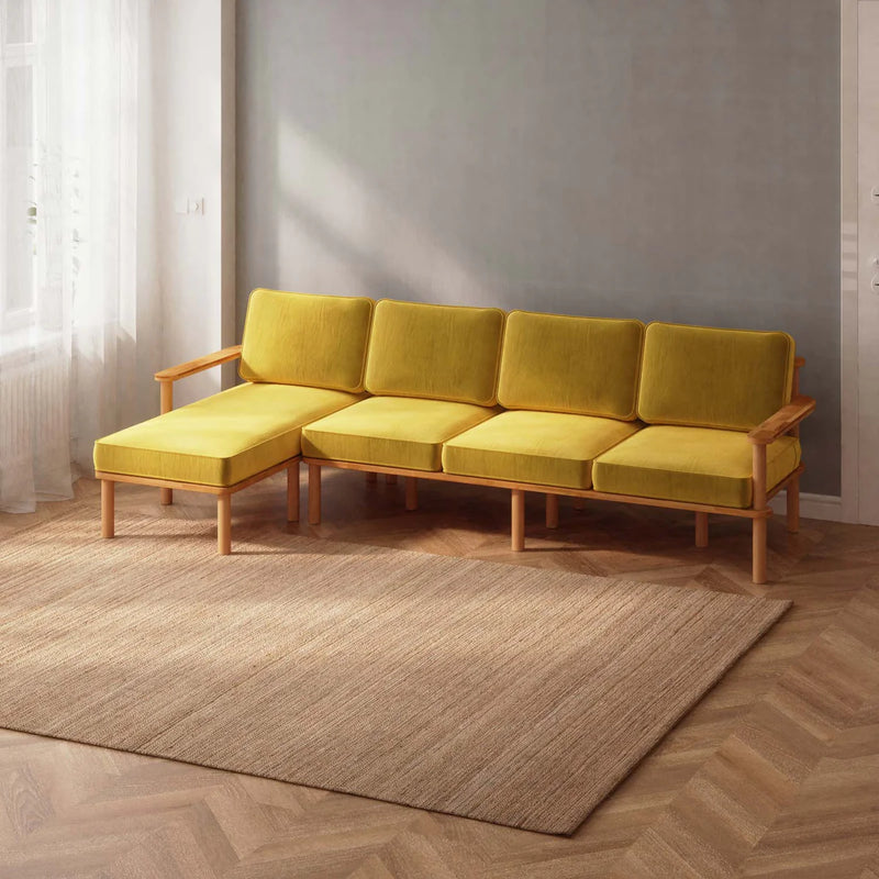 Mova Solid Beech Wood Triple Corner Sofa | 3-Seater Chaise Lounge