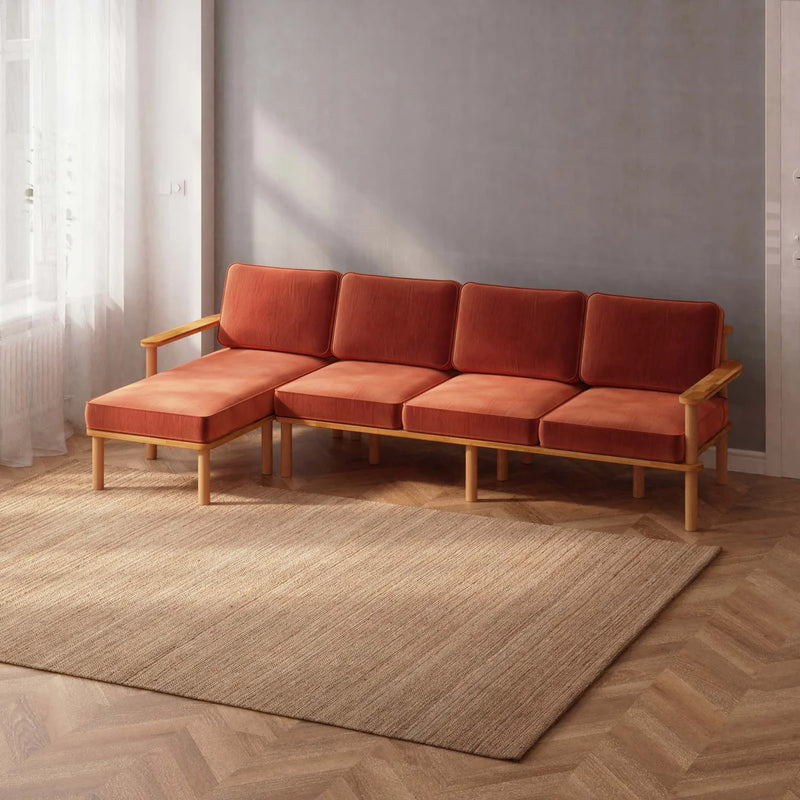 Mova Solid Beech Wood Triple Corner Sofa | 3-Seater Chaise Lounge