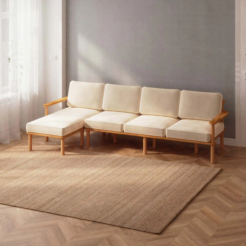 Mova Solid Beech Wood Triple Corner Sofa | 3-Seater Chaise Lounge