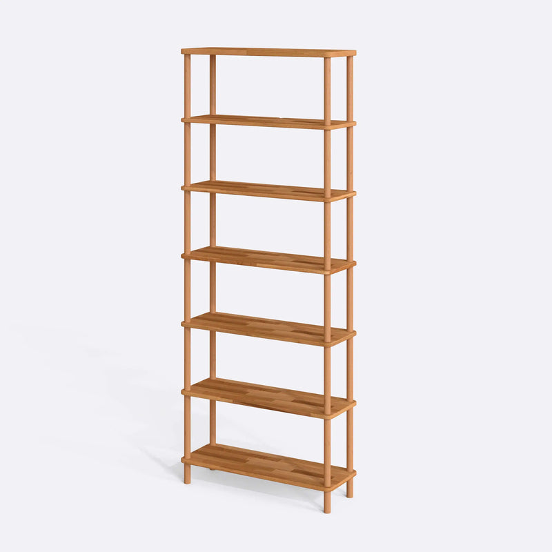 Soho Solid Beech Wood 7-Shelf Bookcase | Tall Wooden Shelving Unit