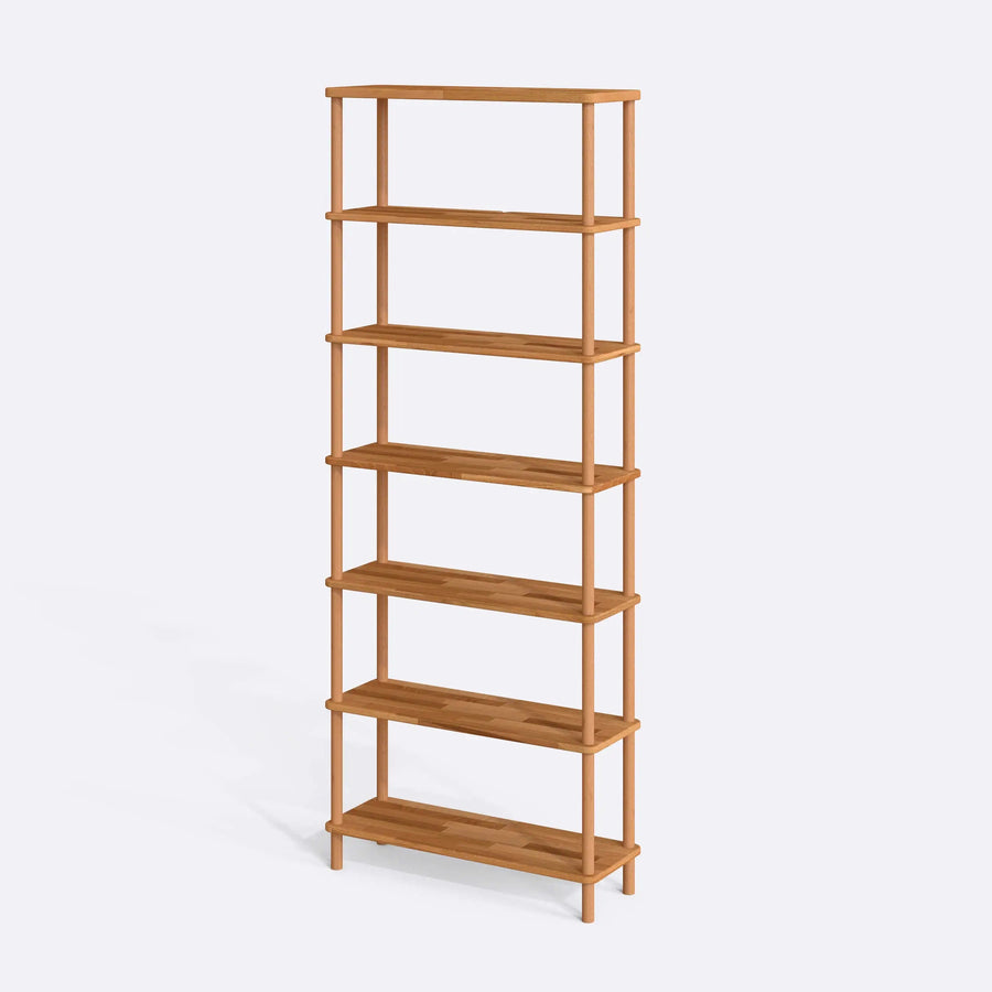 Soho Solid Beech Wood 7-Shelf Bookcase | Tall Wooden Shelving Unit Demontha