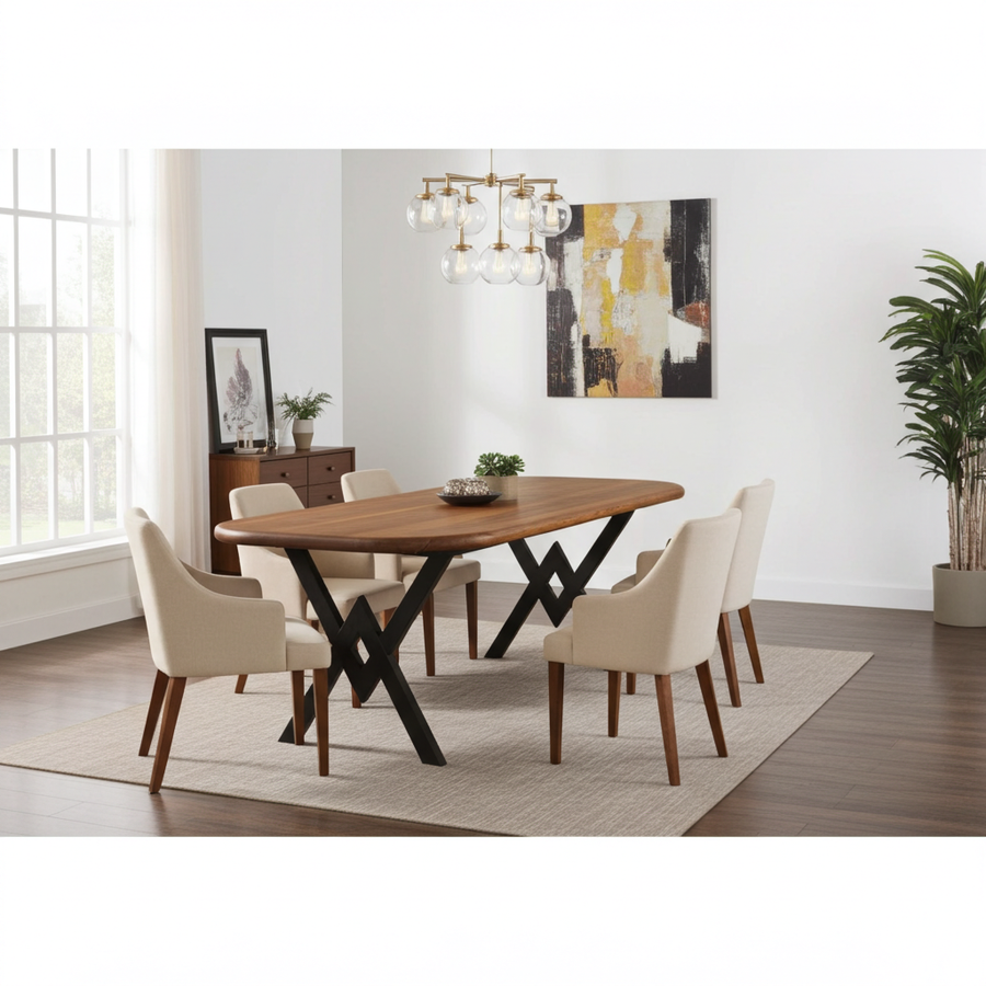 Toledo Wooden Dining Table | Walnut Mid Century Design