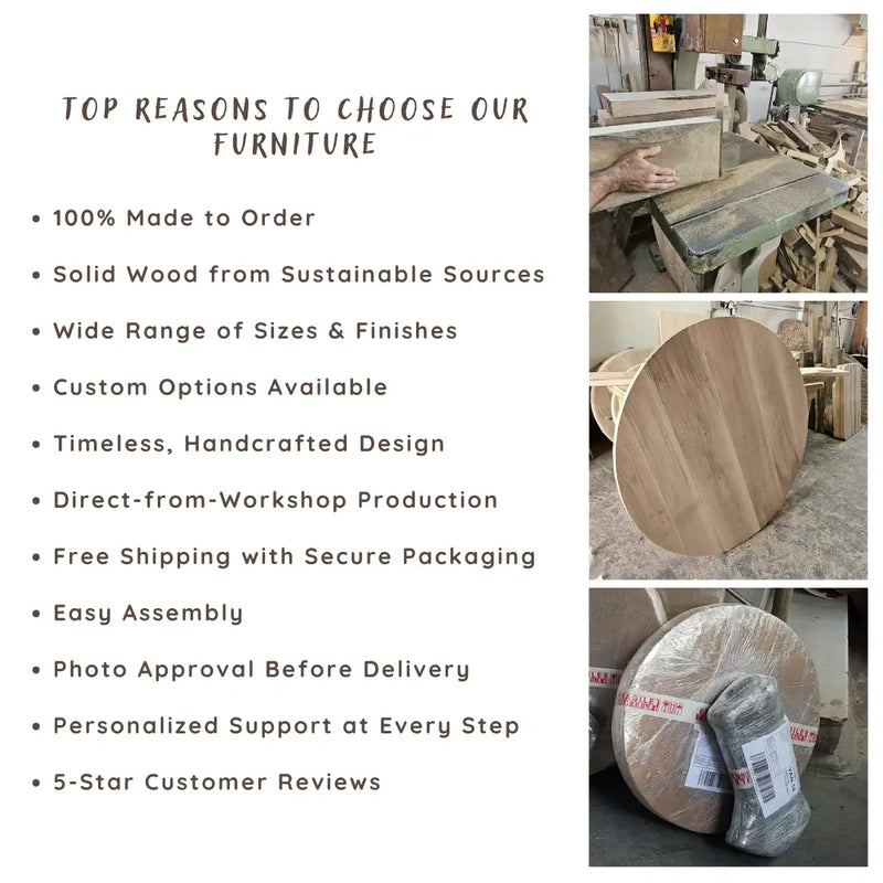 Sidney Round Coffee Table - Solid Walnut Wood - Mid Century Modern Design