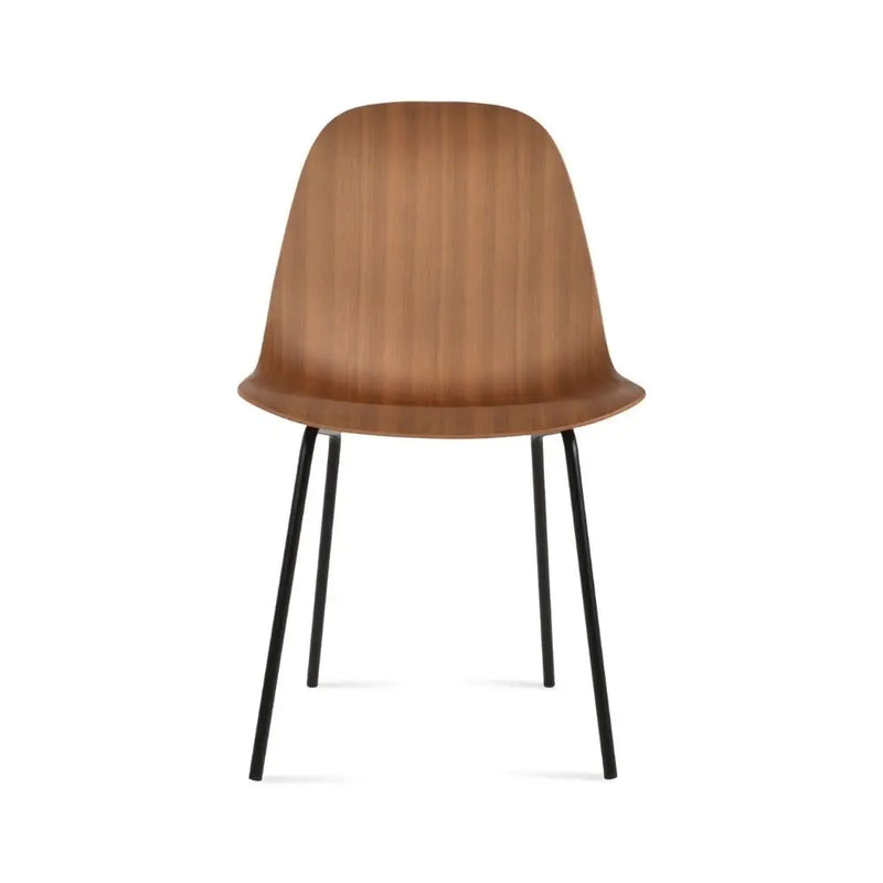 Urban Walnut Veneer Dining Chair – Modern Metal Leg Design