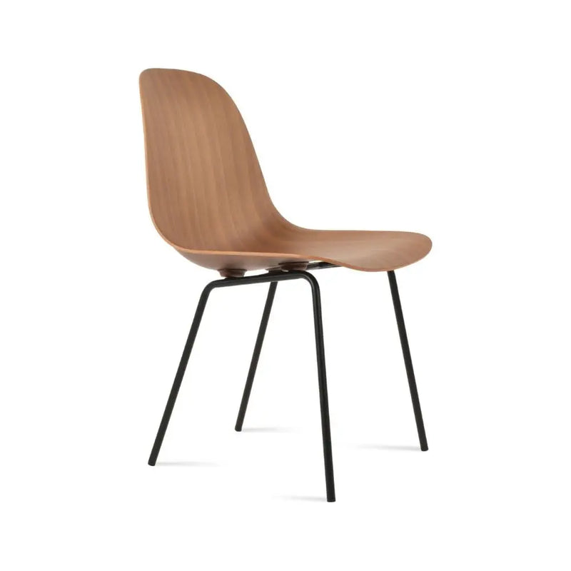 Urban Walnut Veneer Dining Chair – Modern Metal Leg Design