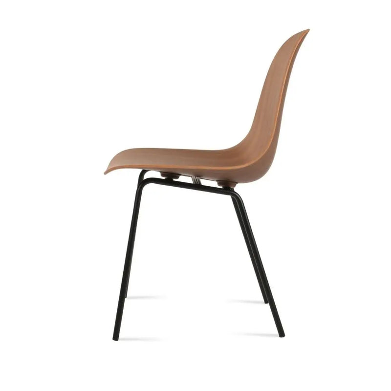 Urban Walnut Veneer Dining Chair – Modern Metal Leg Design