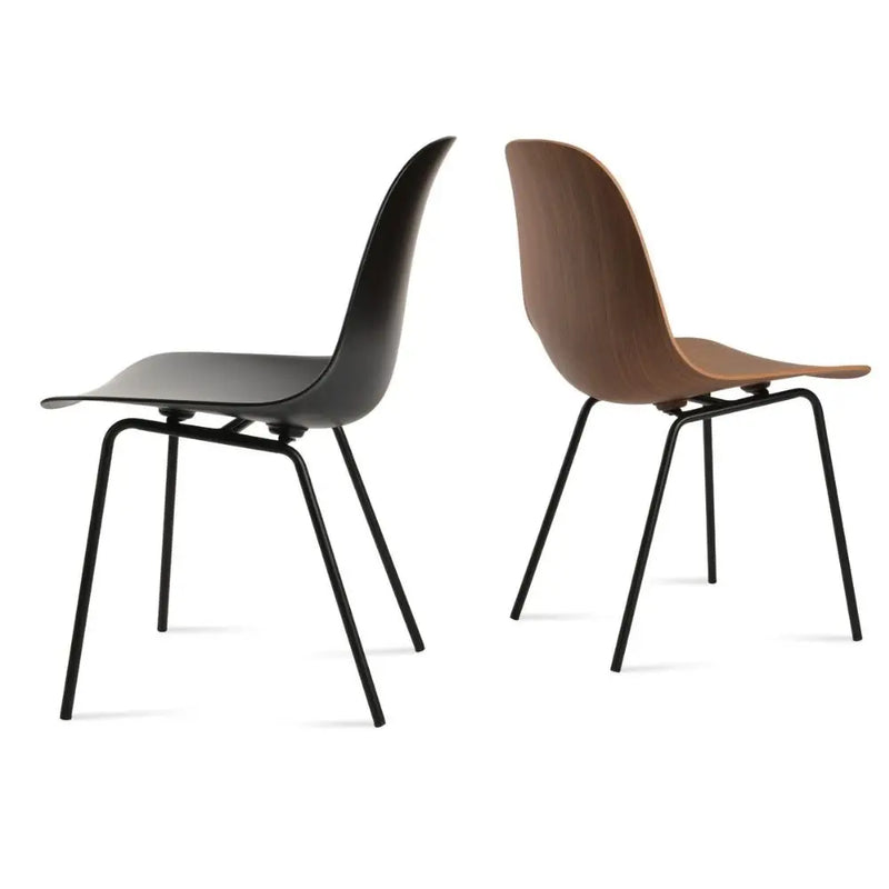 Urban Walnut Veneer Dining Chair – Modern Metal Leg Design