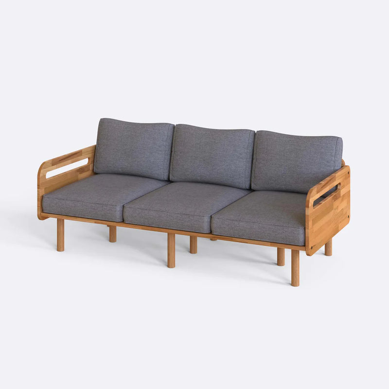 Velora Solid Beech Wood 3-Seater Sofa | Upholstered Modern Couch Demontha