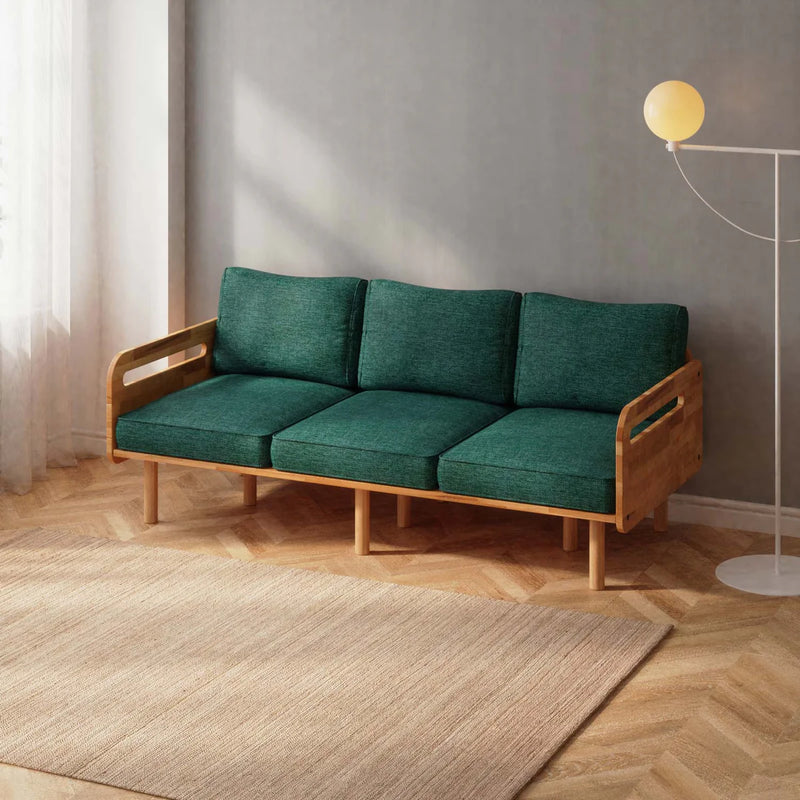 Velora Solid Beech Wood 3-Seater Sofa | Upholstered Modern Couch Demontha