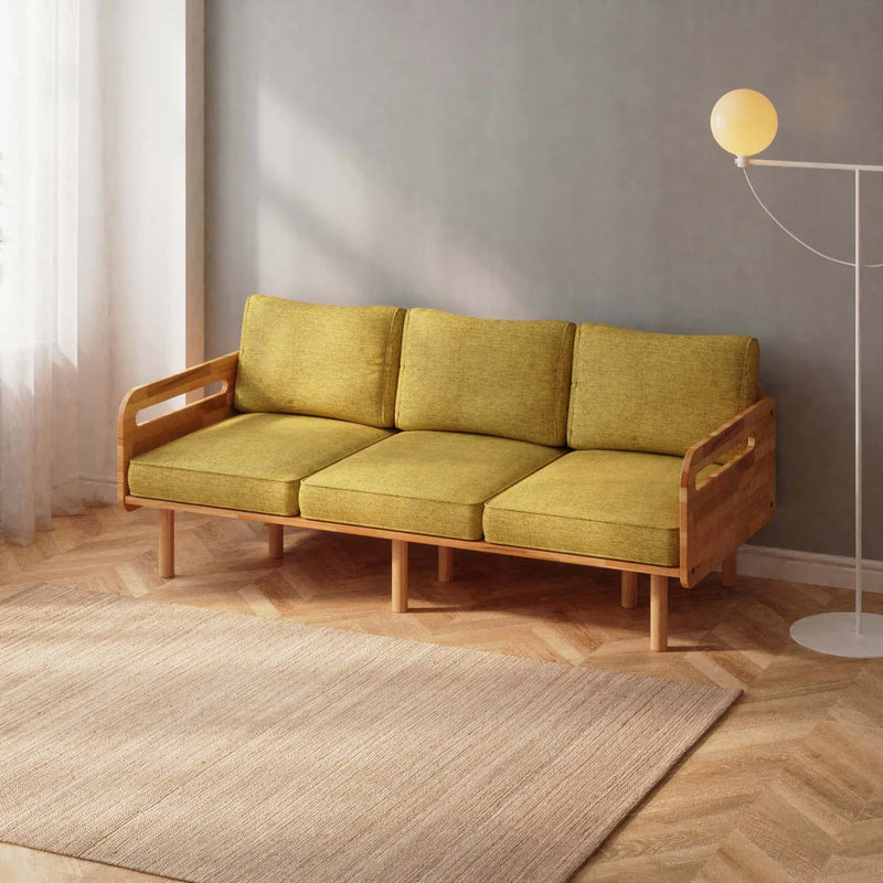 Velora Solid Beech Wood 3-Seater Sofa | Upholstered Modern Couch Demontha