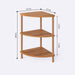 Close-up of the top shelf of Webb Wood Corner Bookcase showcasing fine wood grain and minimalist design