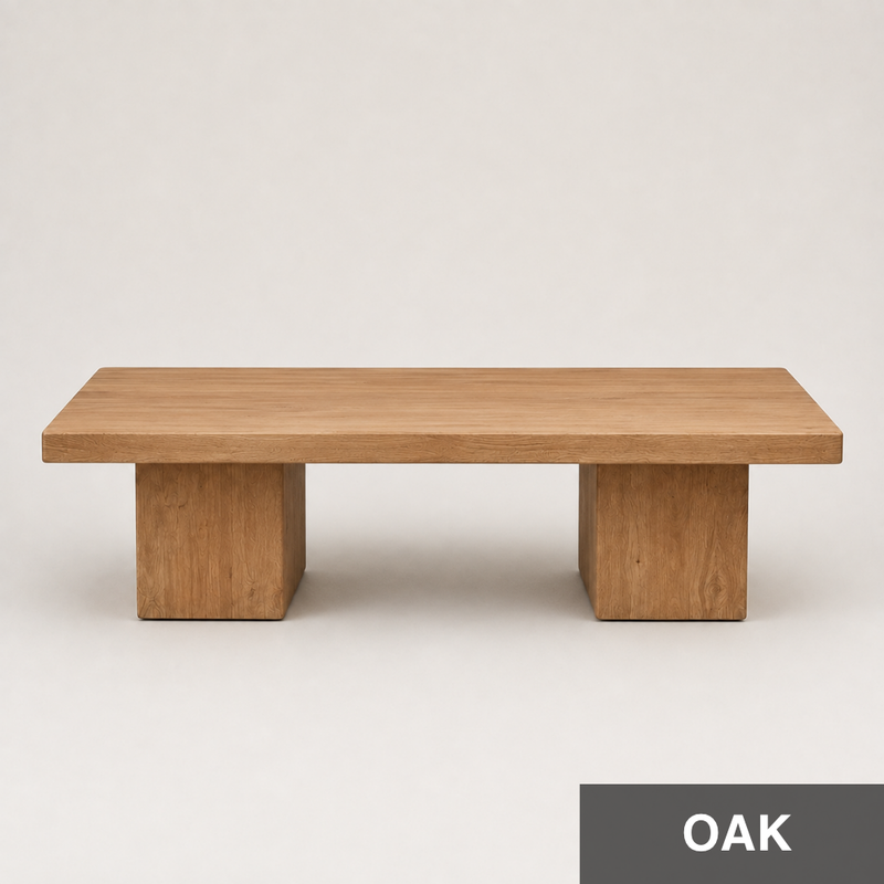 Wilder Rectangular Coffee Table – Walnut/Oak Solid Wood Minimal Block Design